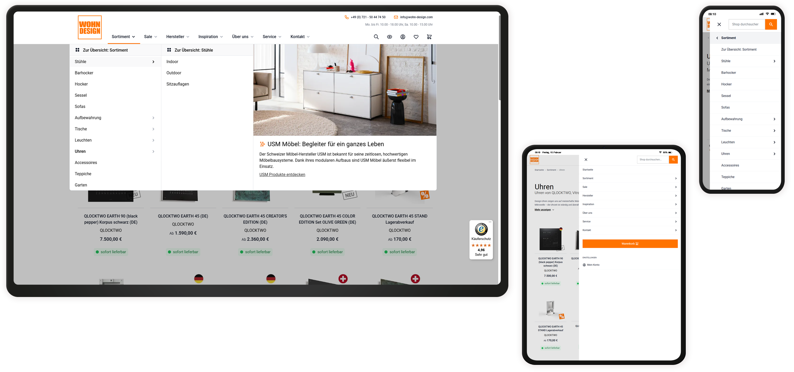 Navigation Mockup Wohn-Design Online-Shop Navigation