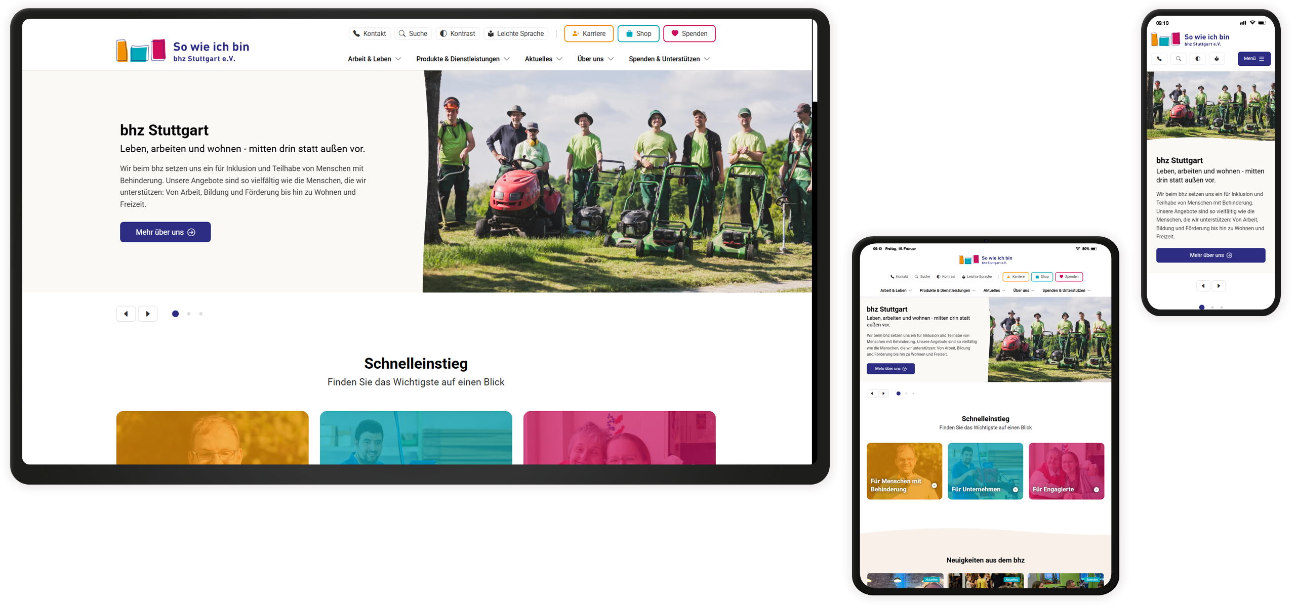 Startseite Mockup der bhz-Website: Startseite