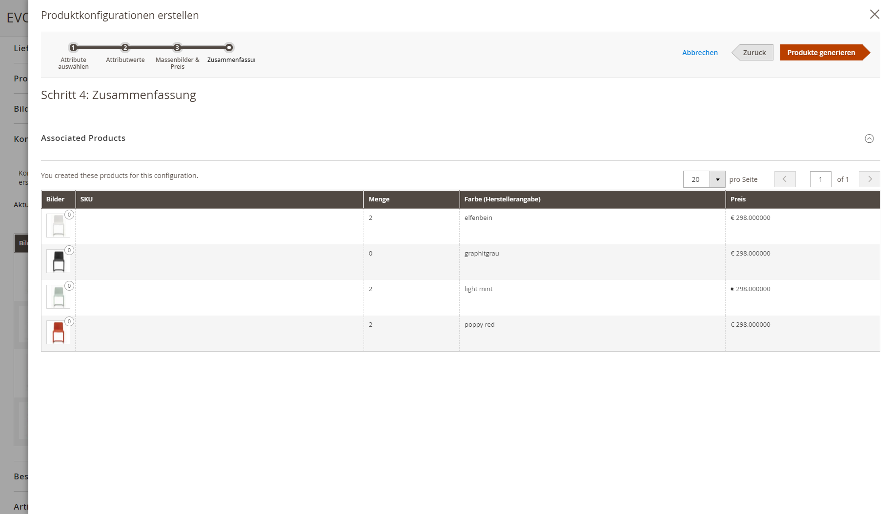 Magento Screenshot: Ein konfigurierbares Produkt anlegen Magento-Backend: Assistent für die Produktanlage
