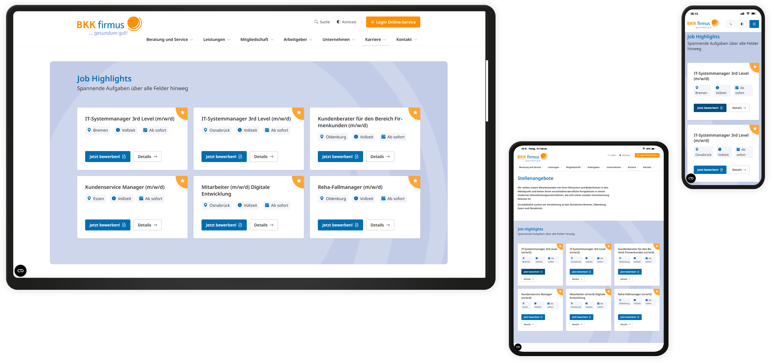 Job Highlights Website BKK firmus Job-Highlight-Elemente