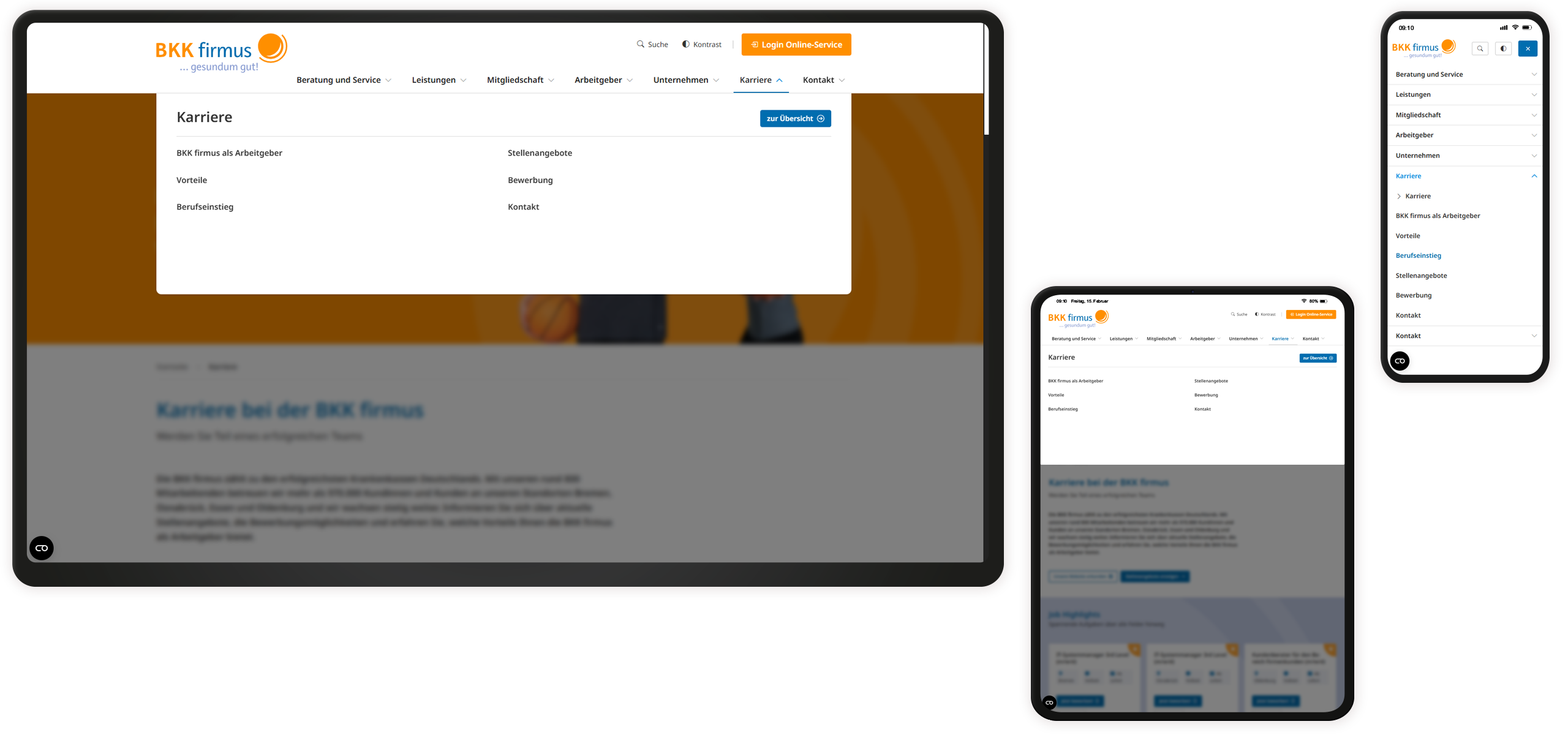 Navigation Website BKK firmus Navigation
