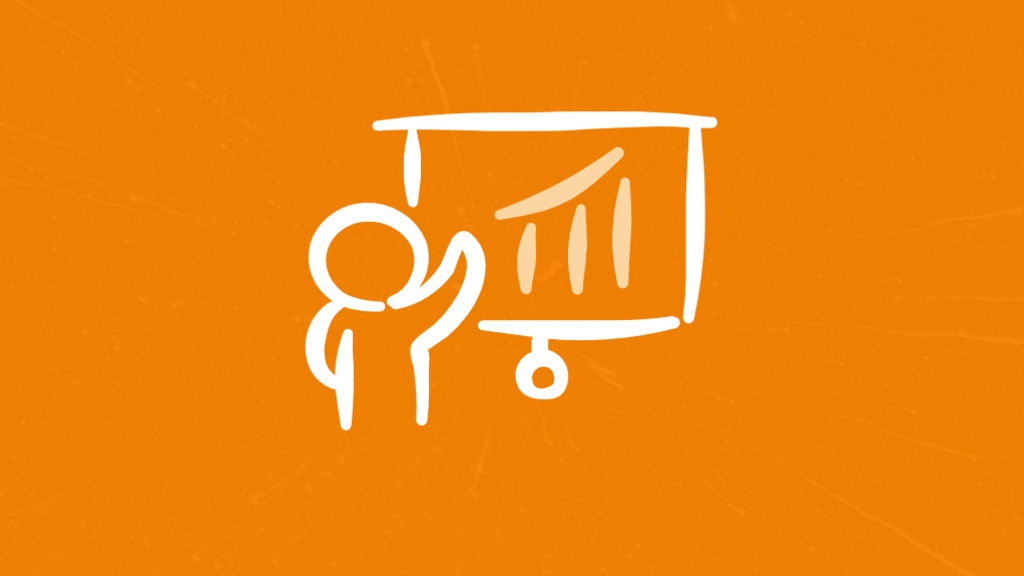 Illustration eines Strichmenschens vor einer Chart-Grafik