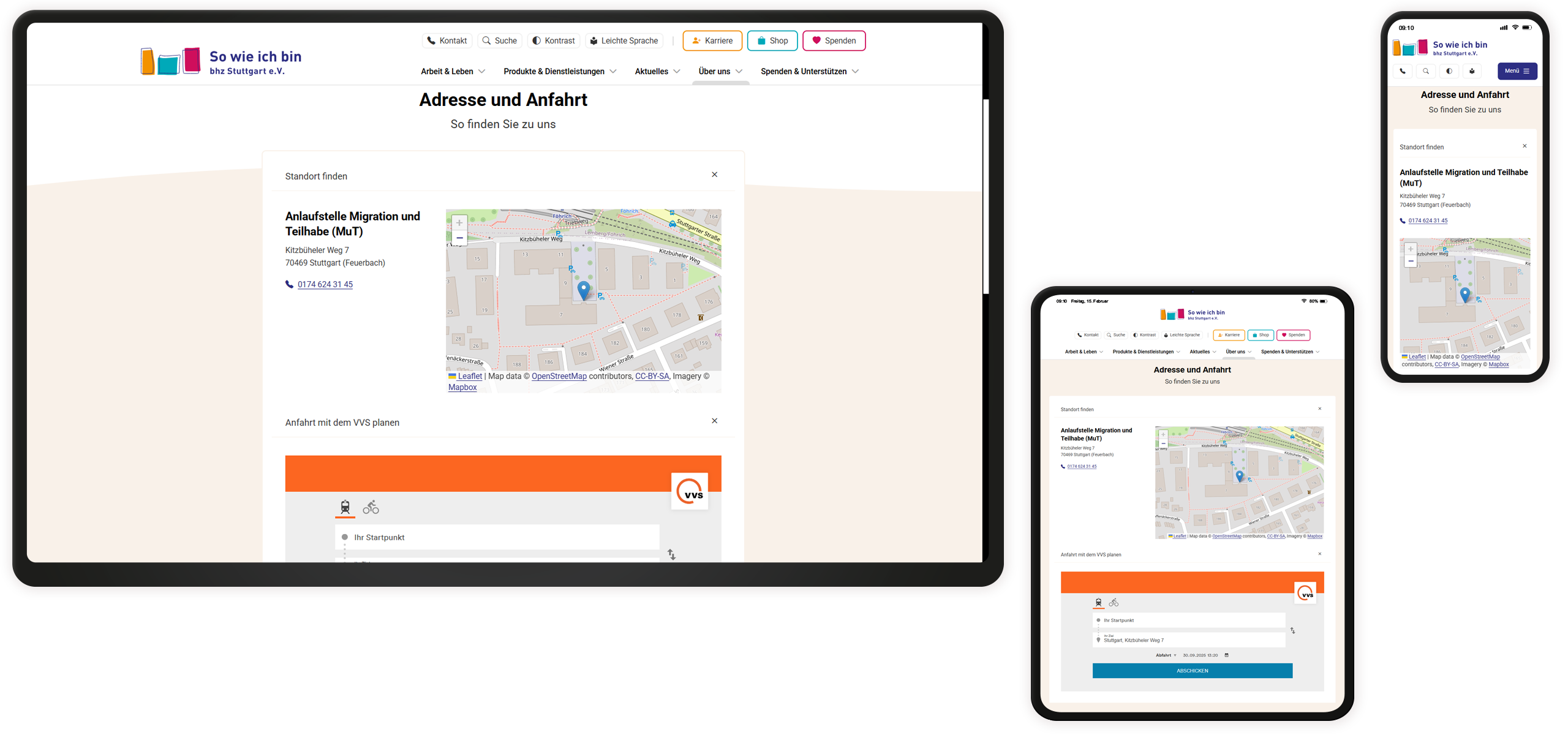 Standort-Details Mockup der bhz-Website: Standort-Detailseiten