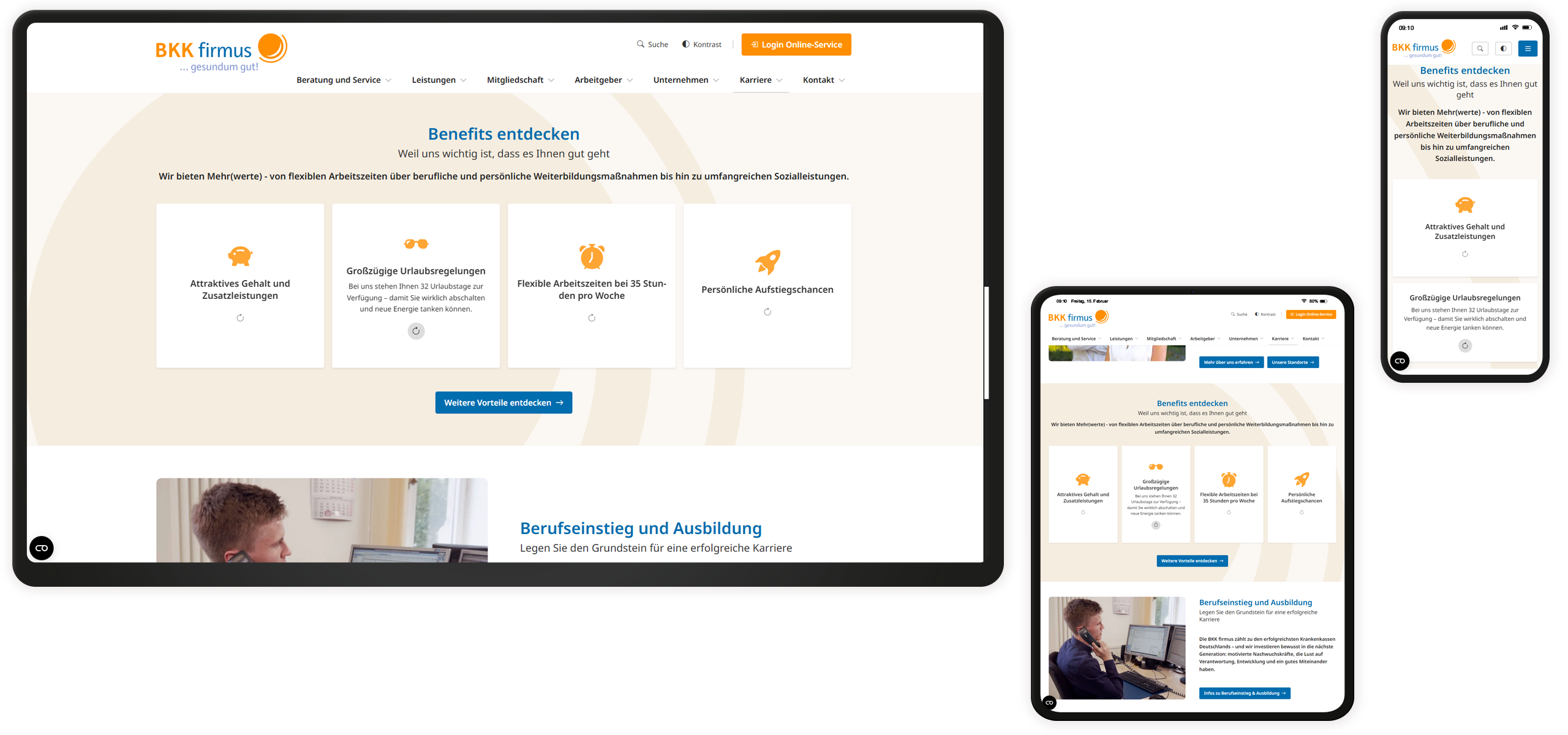 Benefits Website BKK firmus Kachel-Elemente